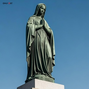 Religión Iglesia Católica Grande Decoración moderna para exteriores Artesanía de metal Latón Fundido Tamaño real Virgen María Orando Estatua de bronce Escultura - Product Image 3