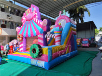 Château gonflable Candy Inflatables avec toboggan, aire de jeux gonflable pour enfants, château gonflable avec toboggan