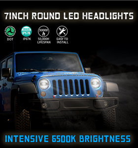 Faro LED Universal DOT de 7 Pulgadas para <span class=keywords><strong>Jeep</strong></span> Wrangler TJ 1997-2006 de 2 Puertas, Faro Redondo de 7'' con Luz Alta/Baja, Anillo Halo Blanco, 2 Piezas - Product Image 2