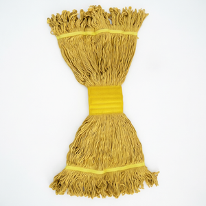Tête de balai serpillère jaune en polyester et coton, remplacement pour le <span class=keywords><strong>nettoyage</strong></span> commercial des sols, fil épais pour usage intensif, compatible avec les cadres de balai serpillère standard - Product Image 1