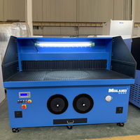 Banc de travail mobile autonettoyant à aspiration descendante en acier au carbone, double moteurs 2,2 kW*2 pour soudage/meulage/ponçage/découpe