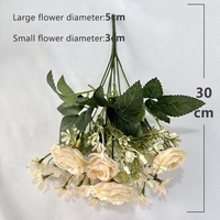 2026 Vente Chaude d'Usine de Fleurs de Roses en Soie Artificielle, Bouquet d'Étamines pour Décoration de Mariage et Fêtes