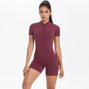 Großer rücken freier Sport-Bodysuit mit halbem Reiß verschluss und Jumps uit Kurzarm Yoga & Dance Fitness Naked Tight Design - Product Image 4