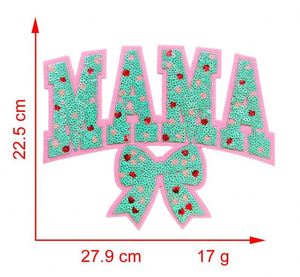 Nouvel arrivage : Patch thermocollant en chenille brodée de sequins, motif nœud 'Mama', grande taille 11 pouces/27,9 cm - Product Image 5
