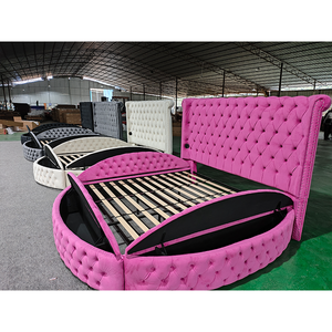 Cama Redonda Inteligente y Versátil PZCN HOME, Muebles de Dormitorio Tamaño Queen con Cabecera Acolchada y Decoraciones - Product Image 6