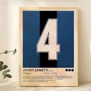 Affiche rétro de numéros de maillots de footballeurs célèbres, tableau sur toile, peinture murale de sport de <span class=keywords><strong>football</strong></span>, décoration intérieure, impression pour salon - Product Image 3