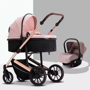 Có thể gập lại hợp kim nhôm 3 trong 1 xe đẩy với ghế xe hơi cho newbon và trẻ vị trí cao xe đẩy em bé 3 trong 1 - Product Image 4