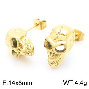 Gothic Wholesale Fine 14k 18k Gold Plated 316L Stainless Steel Ruby Fashion <b>Stud</b> Halloween <b>Earrings</b> for Women Men - Product Image 5
