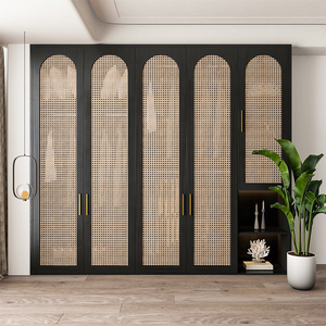 <span class=keywords><strong>Armoire</strong></span> autoportante moderne en rotin 2025 avec portes plates pour chambre à coucher – Modèle populaire - Product Image 6