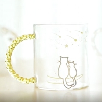 Mug à café personnalisé en verre borosilicate soufflé à la main - Couleur personnalisée, capacité 301-400 ml, écologique, sans danger pour les aliments, nouveauté