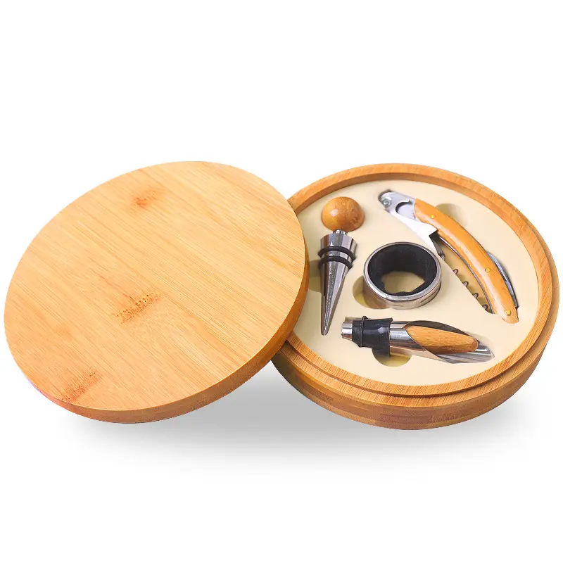 Wine Opener Set, Wine Accessories Wine Opener Kit Gift Set With Wood Case, 4-piece Set Of Wine Accessories with Wooden Box