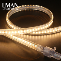 Lampu Strip LED AC 220V SMD 2835 Tahan Air IP65 Lapisan PVC Sambungan Pria Wanita untuk Dekorasi Rumah 3000K/4000K/6000K CRI 80