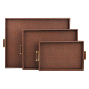 Bộ <span class=keywords><strong>3</strong></span> khay da cá đuối màu nâu trang trí nhà cửa, khách sạn, đám cưới - Product Image 1