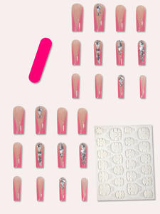 Hochwertiges 24-teiliges V-förmiges rotes französisches Sarg-Voll bohrer ABS-Material Falsche Nägel Modisches Design Fabrik Großhandel - Product Image 6