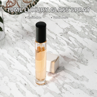 Flacon de parfum en verre de luxe de 10 ml, vide, carré/rond, rechargeable, fond épais, atomiseur de parfum, pompe pulvérisatrice sérigraphiée