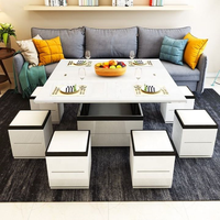 Meubles de maison modernes multifonctions Table basse élévatrice pliante pour salon Table basse élévatrice blanche en verre trempé 10 pièces