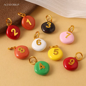 Amuletos de Números Dulces |   Colgantes de Números del 0 al 9 de Acero Inoxidable con Baño de Oro PVD de 18K y Esmalte |   Impermeable, Hipoalergénico y Resistente al Deslustre - Product Image 3