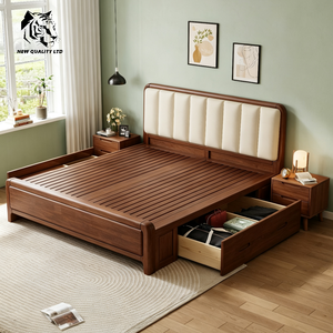 china supplier best price customized <b>large</b> stock 1.8m king bed ready to ship newest design bedroom furniture wood king size bed - Product Image 6