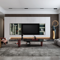 Meuble TV en MDF avec étagères ouvertes, style scandinave moderne blanc pour bureau à domicile, finition expresso