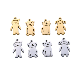 Liontin baja tahan karat anak laki-laki/perempuan dengan pesona punggung datar untuk hobbys, siluet sketsa karakter liontin kecil untuk membuat perhiasan - Product Image 1