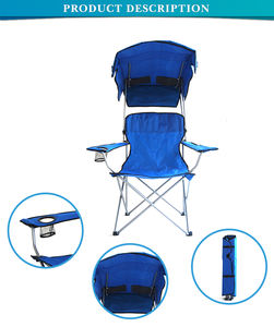 Складное пляжное кресло с зонтиком, рыбалка, кемпинг, металлическая уличная мебель с OEM под заказ - Product Image 5