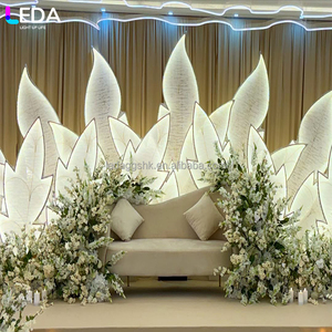 LEDA Custom Luxury Indoor Wedding Party Stage LED <b>Arch</b> Leaf-shaped Metal Large Background for Banquet - Product Image 2