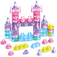 Blocs de construction en plastique super doux pour tout-petits, ensemble de 40 pièces translucides pastel avec modèles de château et de canard