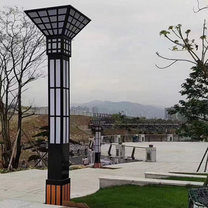 Outdoor Iron Garden <b>Light</b> Post <b>LED</b> Glass Shade 2700K Soft Warm White IP66 AC 220V <b>Motion</b> <b>Sensor</b> Non-Detachable Solar Powered - Product Image 3