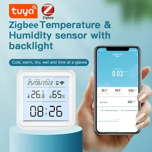 Tuya สมาร์ทบ้าน <span class=keywords><strong>ZigBee</strong></span> เซ็นเซอร์อุณหภูมิความชื้นไร้สาย3.0 backlit นาฬิกาควบคุม APP โรงแรม/RV/โรงรถใช้ Android บาร์ - Product Image 3
