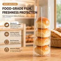 Sacs d'emballage en plastique BOPP transparents de qualité alimentaire avec soufflet latéral, anti-buée, scellés au centre, pour boulangerie, vente en gros