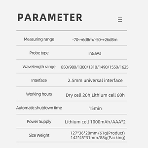 Новые инструменты для тестирования оптических кабелей-70-+ 6 дБм/-50 +-26 дБм, миниатюрный оптоволоконный измеритель мощности, тестер - Product Image 3