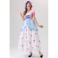 Costumes d'Halloween pour adultes, personnages de dessins animés, princesse à pois roses, Costumes Cosplay, bergère