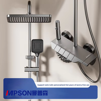 Ensemble complet de robinets thermostatiques à touches de piano et de douche pluie, en alliage d'aluminium, style moderne et minimaliste, vente en gros directe usine transfrontalière