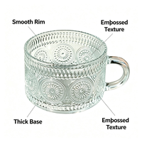 Mug en verre gaufré moderne avec poignée ergonomique, compatible lave-vaisselle et micro-ondes, anti-fuite pour café, thé, bière
