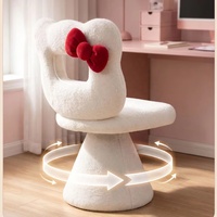 Chaise de bureau pivotante mignonne avec base métallique roulante et éponge haute résilience, chaise d'ordinateur rembourrée pour chambre, bureau et maquillage