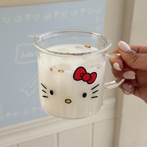 <span class=keywords><strong>Mug</strong></span> en verre <span class=keywords><strong>Hello</strong></span> <span class=keywords><strong>Kitty</strong></span> mignon avec poignée, tasse à boire transparente résistante à la chaleur pour le lait, le thé, le café, le petit-déjeuner, usage quotidien - Product Image 3