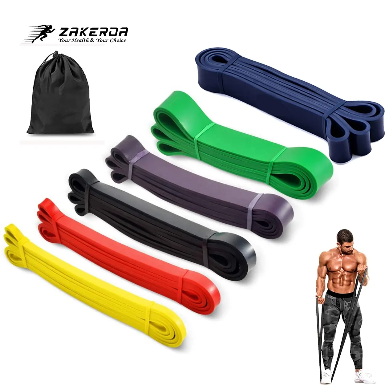 Zakerda Wholesale latex pull up assist heavy resistance bands set gym fitness exercise band set strength training workout home