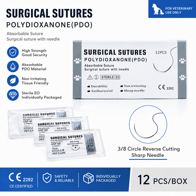 Petcare High Quality Medical Smooth PGA/NYLON/pgla Surgical Suture Vet Disposable Medical Sutures PGA Pet Medical Sutures