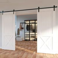 Kit de quincaillerie pour porte coulissante intérieure moderne en bois CBMmart, rail de porte de chambre, kit de suspension simple pour porte de grange coulissante