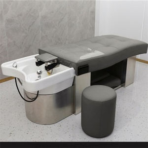 Kisen Nuevo Diseño de Muebles para Barbería, Lavacabezas de Salón en Negro, Blanco y Azul, Cama de Masaje con Acero Inoxidable en Venta - Product Image 2