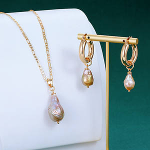 Pendientes de Aro de Perlas de Agua Dulce de Alta Calidad <span class=keywords><strong>para</strong></span> Mujer, Chapados en Oro de 18K, Estilo Hawaiano - Product Image 1