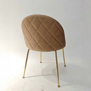 Sillas de Comedor de Estilo Clásico con Respaldo Bajo, <span class=keywords><strong>Silla</strong></span> de Comedor Contemporánea de Tela Gris con Estructura Dorada - Product Image 5
