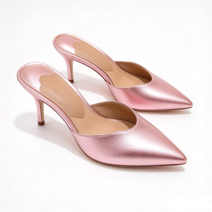 Sandalias elegantes de tacón de aguja con punta en pico para mujer, con correa trasera y hebilla, de charol y satén, con correa al tobillo. - Product Image 2