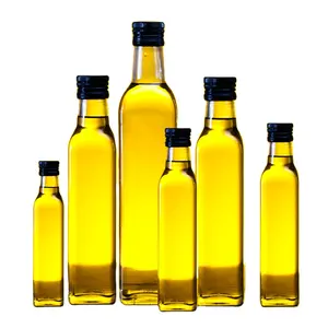 Wholesale Green Square 8oz 17ounce Glass Olive Oil And Vinegar Dispenser Bottles Oil Container With Funnel For Kitchen Use