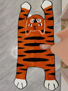 Tapis fait à la main pour salon, grande taille, accessoire de couleur noire personnalisé, shag, imprimé d'animaux, tigre tibétain - Product Image 4