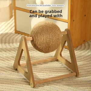 Rascador Multifuncional para Gatos con Triángulo de Sisal, Bola Giratoria y Palo de Juguete con Cuerda de Cáñamo, Caminadora para Gatos - Product Image 2