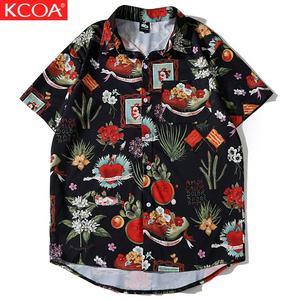 Chemises boutonnées hawaïennes décontractées flamants roses imprimées sur mesure pour hommes - Product Image 1