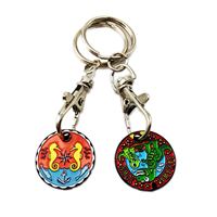 Porte-clés jeton de chariot de courses en métal personnalisé avec logo pour la vente en gros