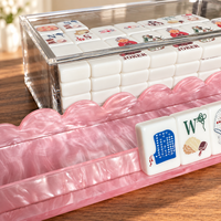 Ensemble de supports et poussoirs de mahjong en acrylique à motif coquillage, supports de tuiles de mahjong à bord ondulé festonné de 20 pouces pour le jeu de mahjong américain