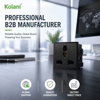 Prise murale modulaire universelle Kolani noire 13A 250V, module de prise multi-standard en PC résistant à la chaleur